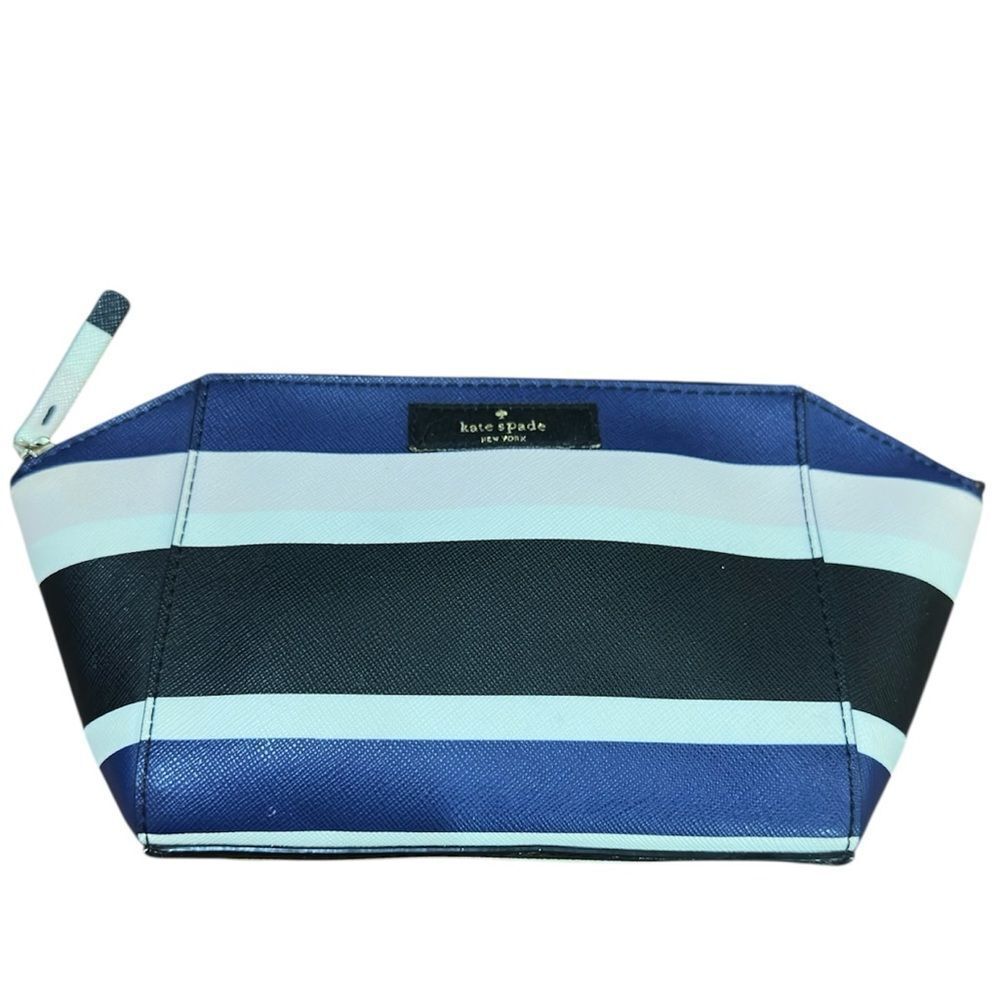 Kate Spade Blue and Black Striped Pouch